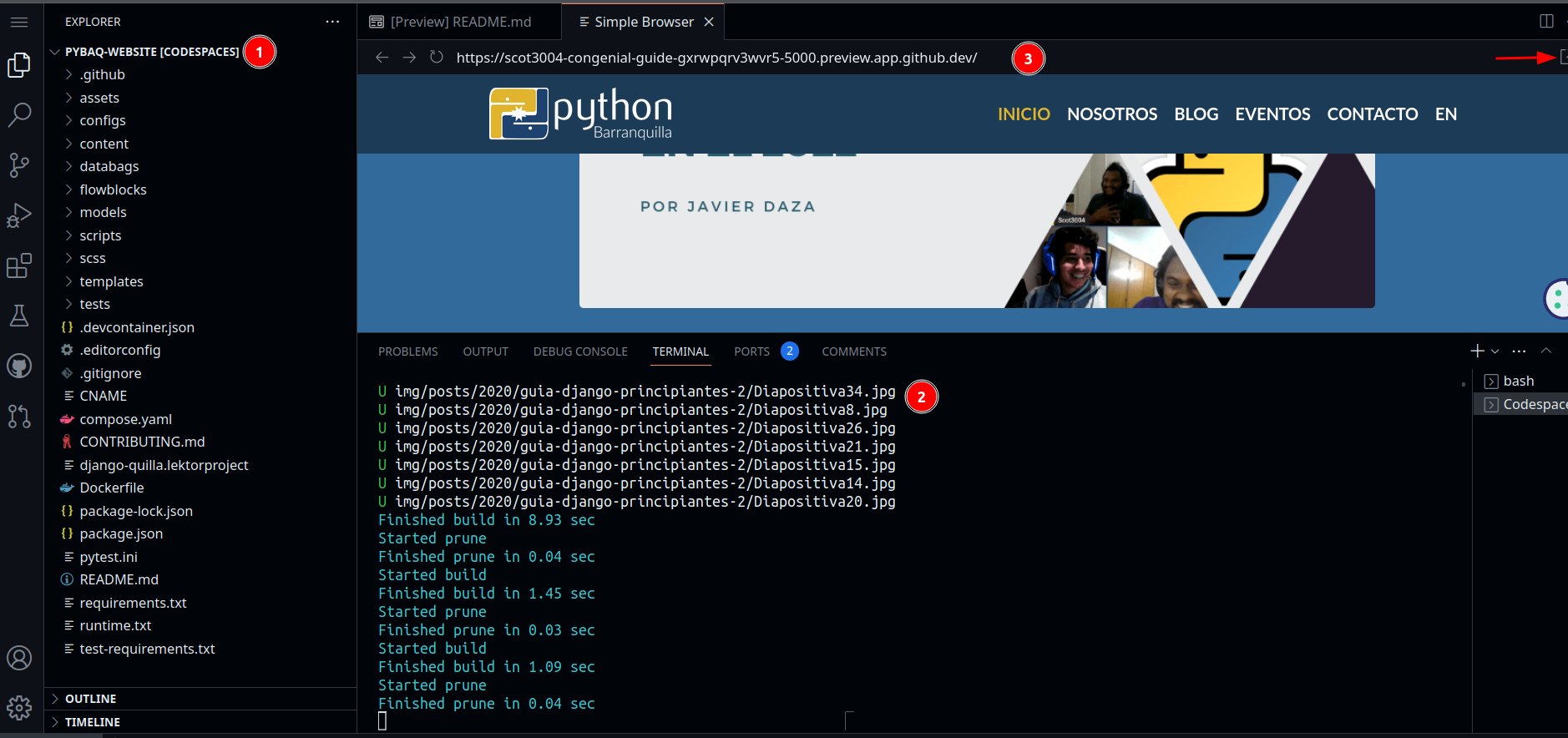 Editor de Codespace