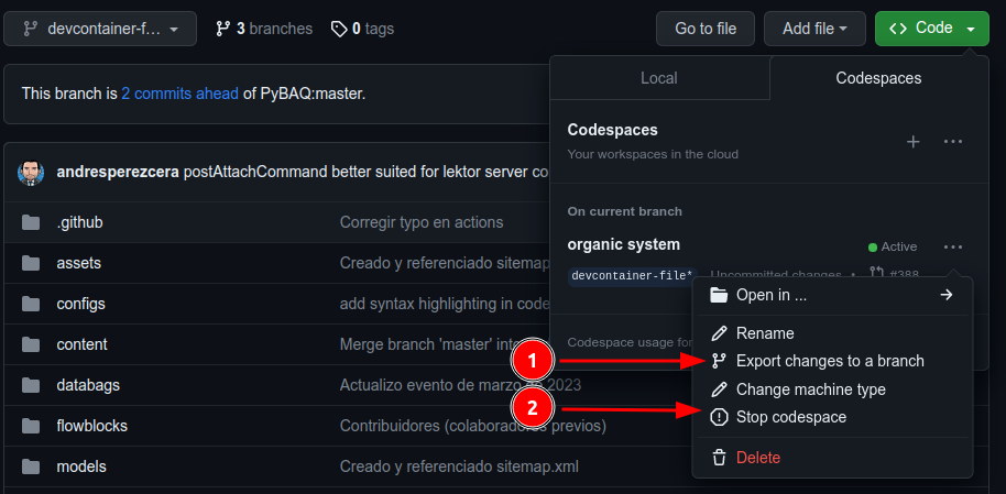 Cerrar Codespace